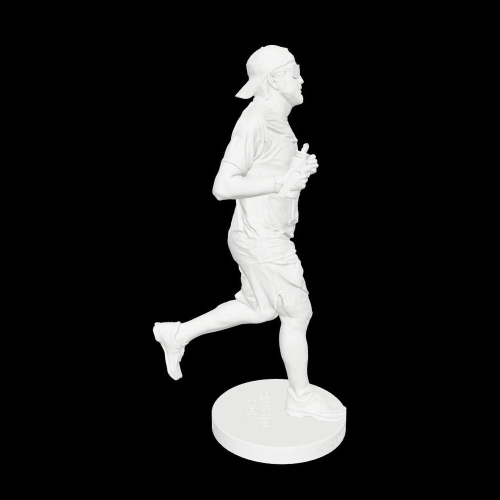 3D model of an unpainted custom runner figure on its base