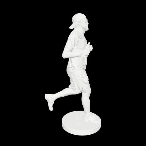 3D model of an unpainted custom runner figure on its base